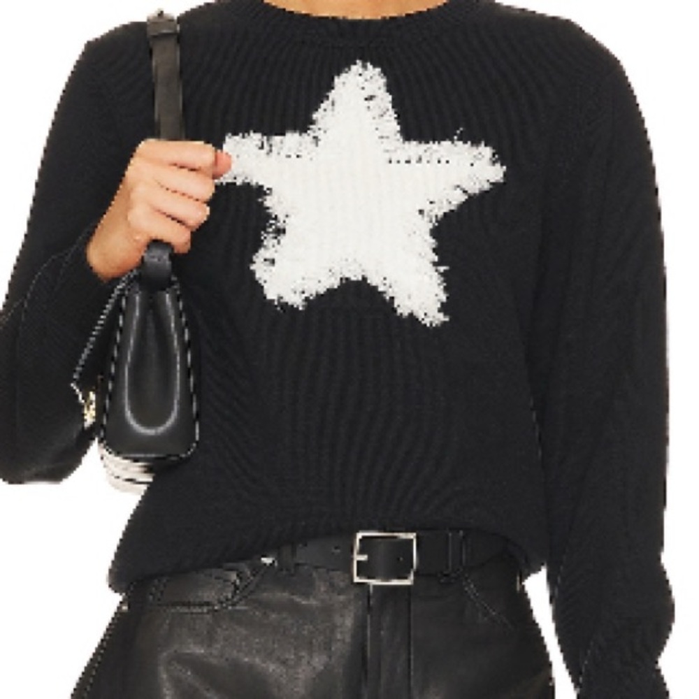 Central Park West Black Knit Top with White Logo